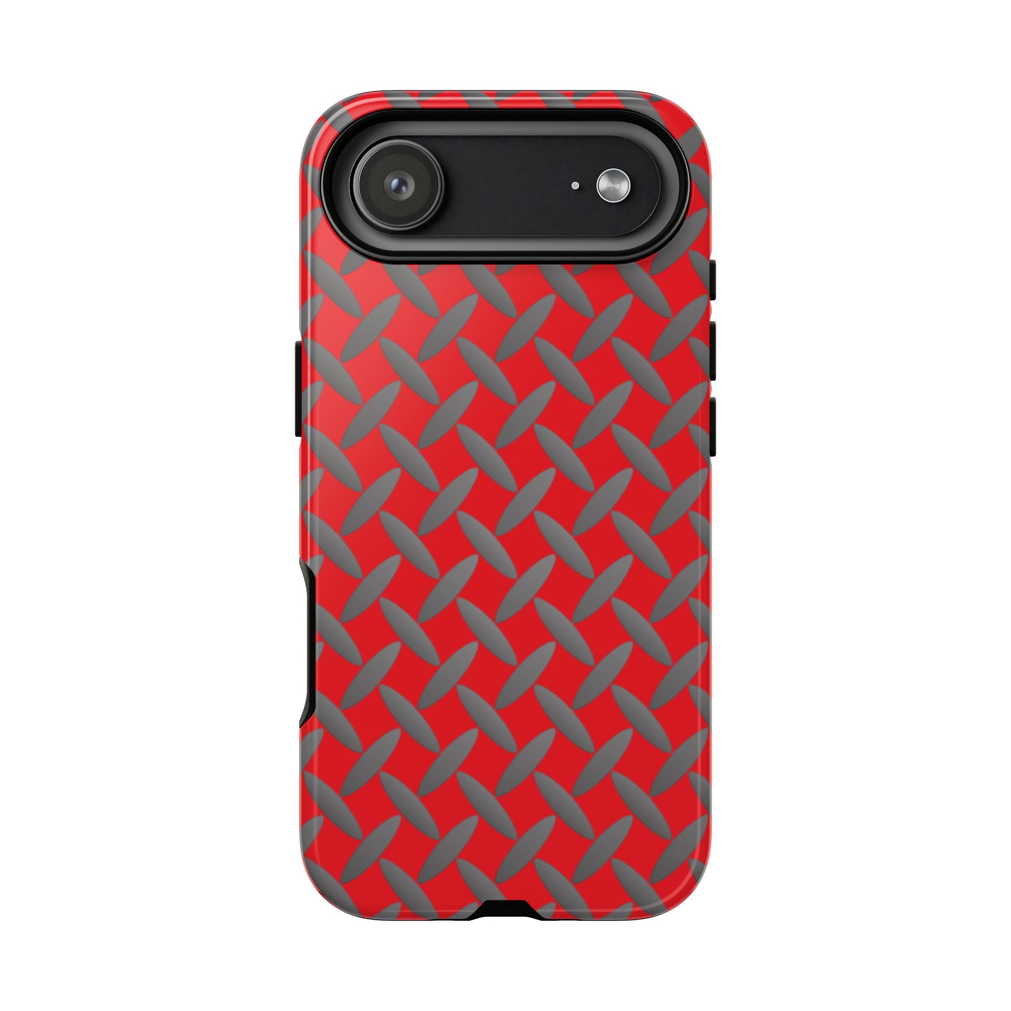 Durable Phone Case Red-iPhones Tough Cases with Stylish Diamond Plate Design