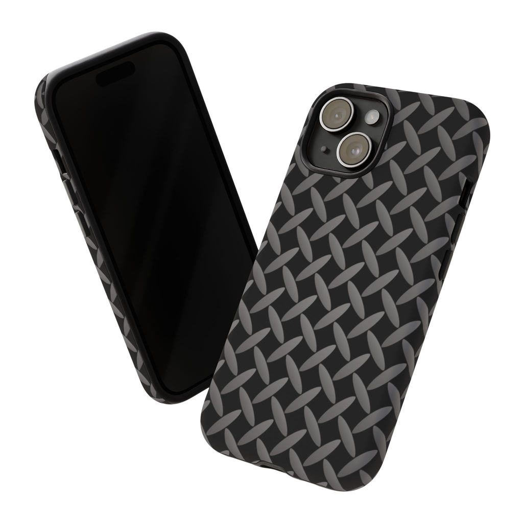 Durable Phone Case Black - Tough Cases with Stylish Diamond Plate Design - iPhones
