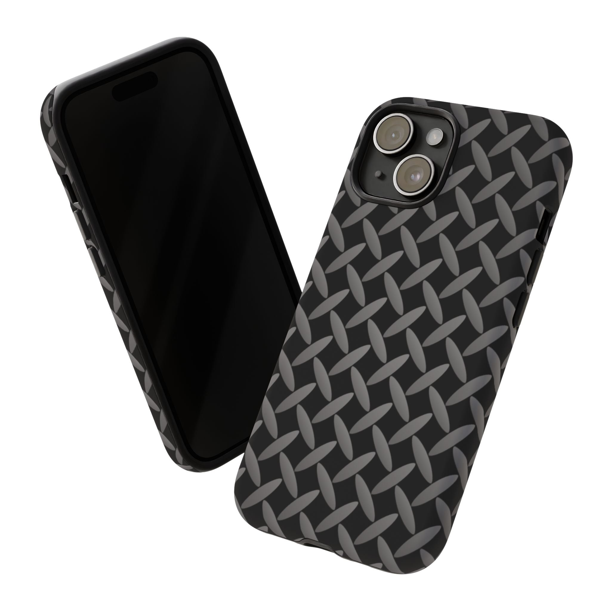 Durable Phone Case Black - Tough Cases with Stylish Diamond Plate Design - iPhones