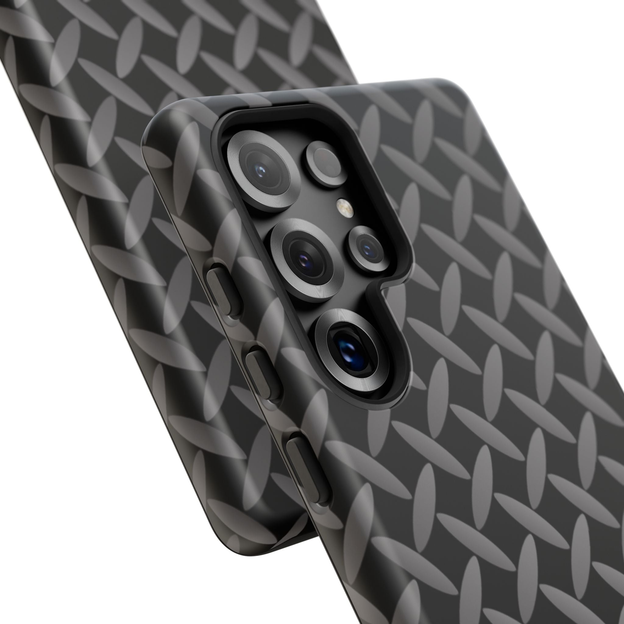 Durable Phone Case Black - Tough Cases with Stylish Diamond Plate Design - Samsung