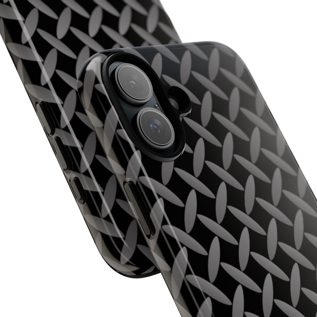 Durable Phone Case Black - Tough Cases with Stylish Diamond Plate Design - iPhones