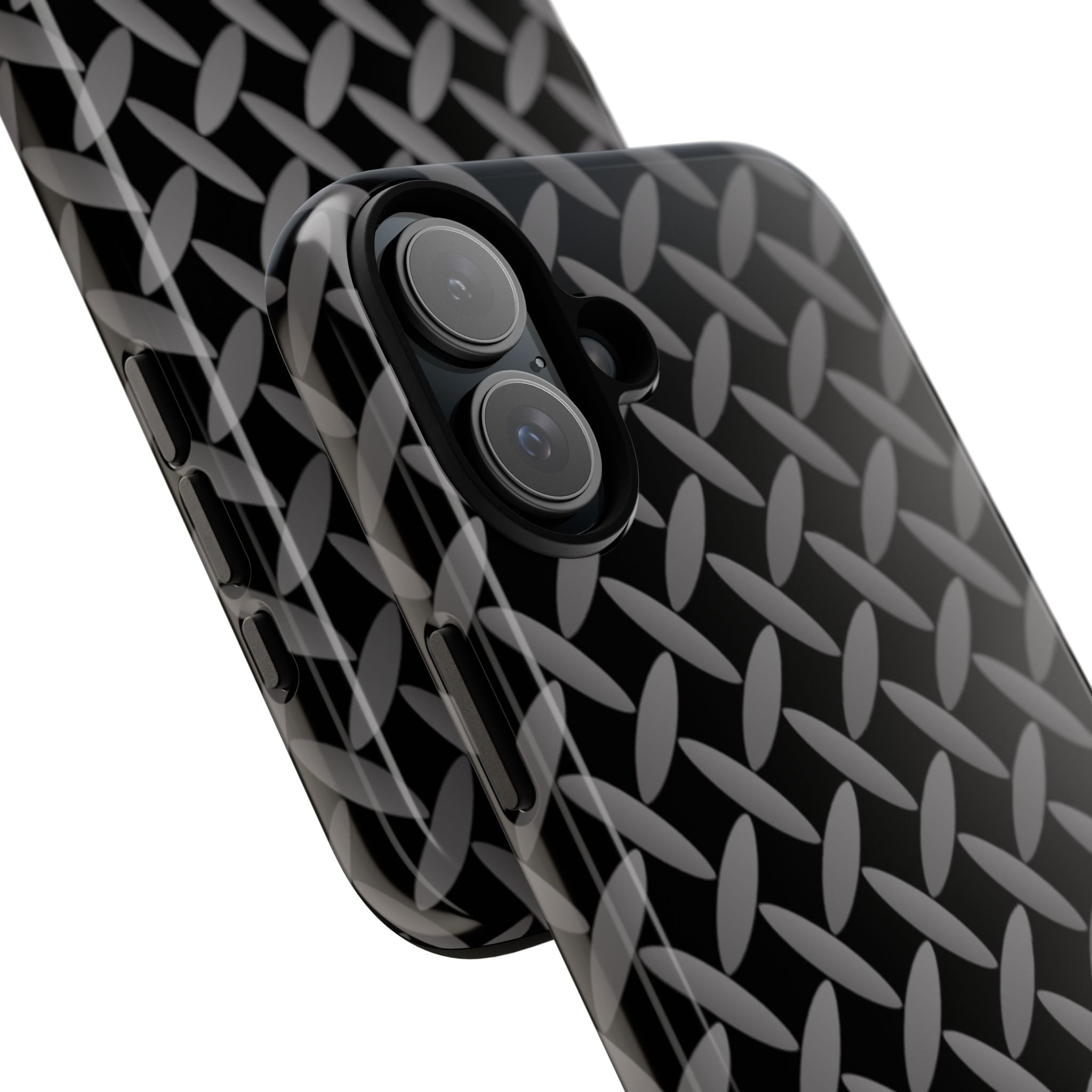 Durable Phone Case Black - Tough Cases with Stylish Diamond Plate Design - iPhones