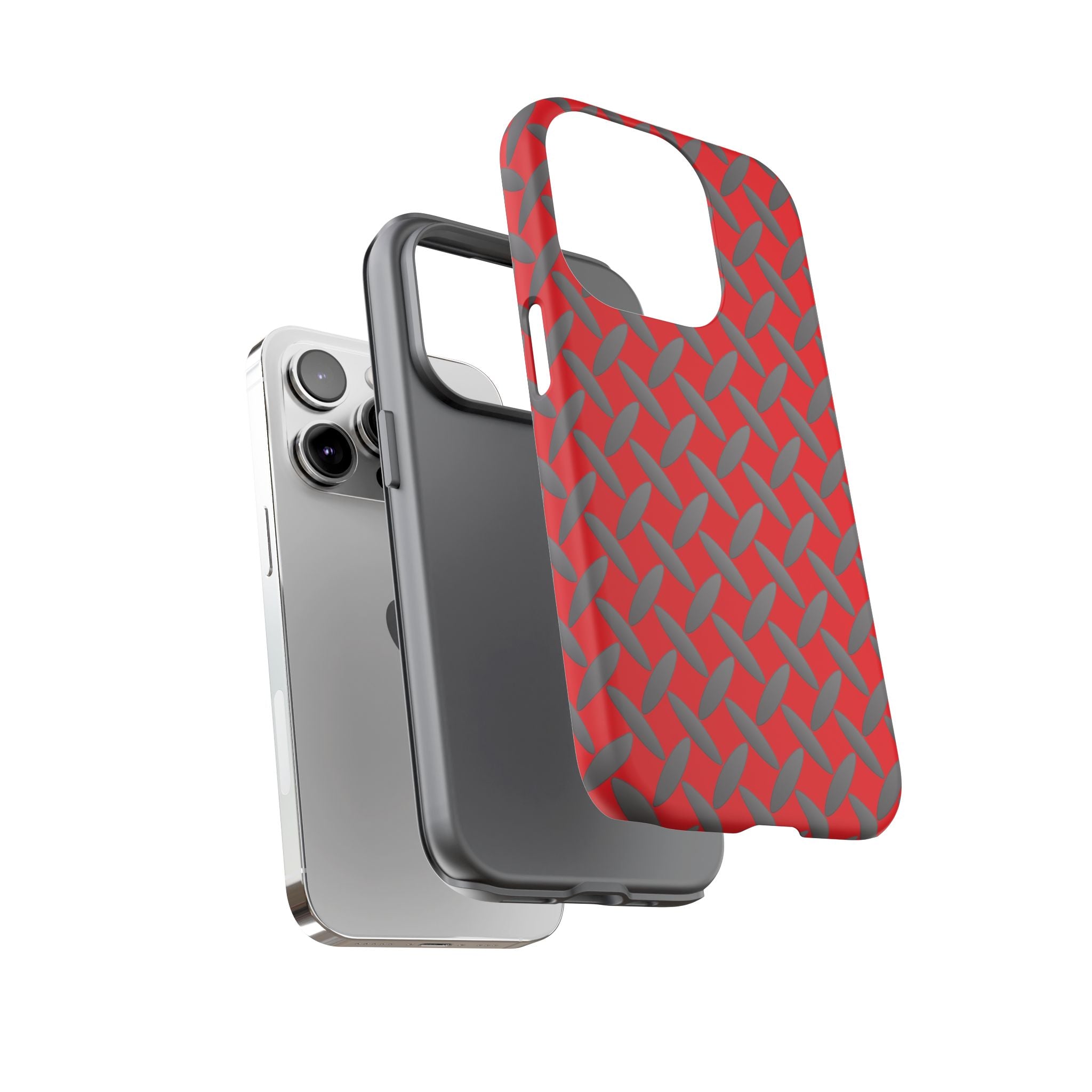 Durable Phone Case Red-iPhones Tough Cases with Stylish Diamond Plate Design