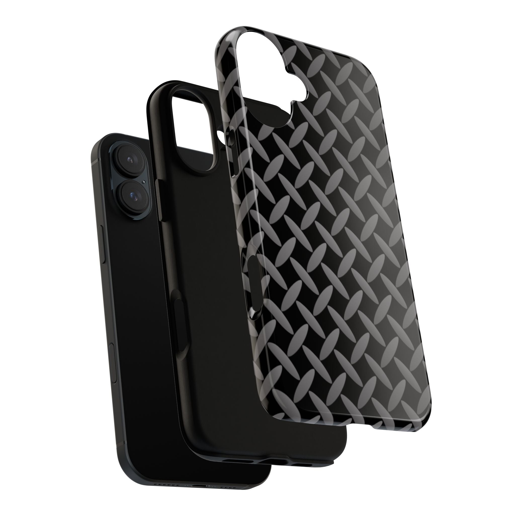 Durable Phone Case Black - Tough Cases with Stylish Diamond Plate Design - iPhones